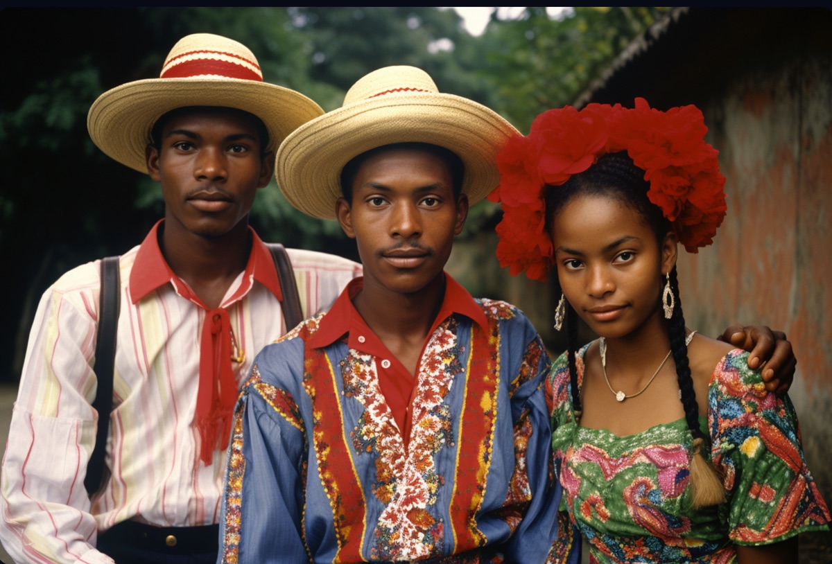 Afro-Ecuadorianer in traditioneller Kleidung