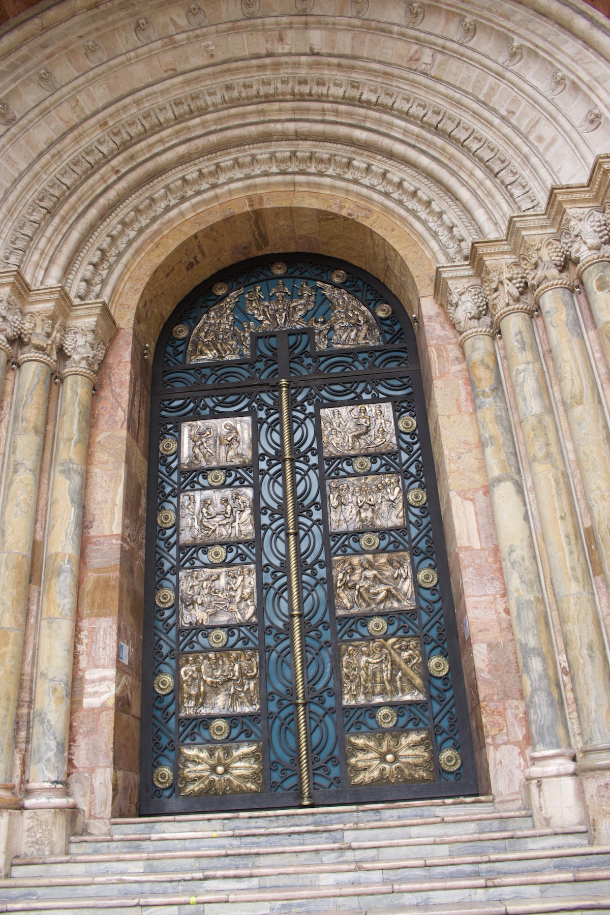 Historic door to Cathedral in Cuenca Ecuador