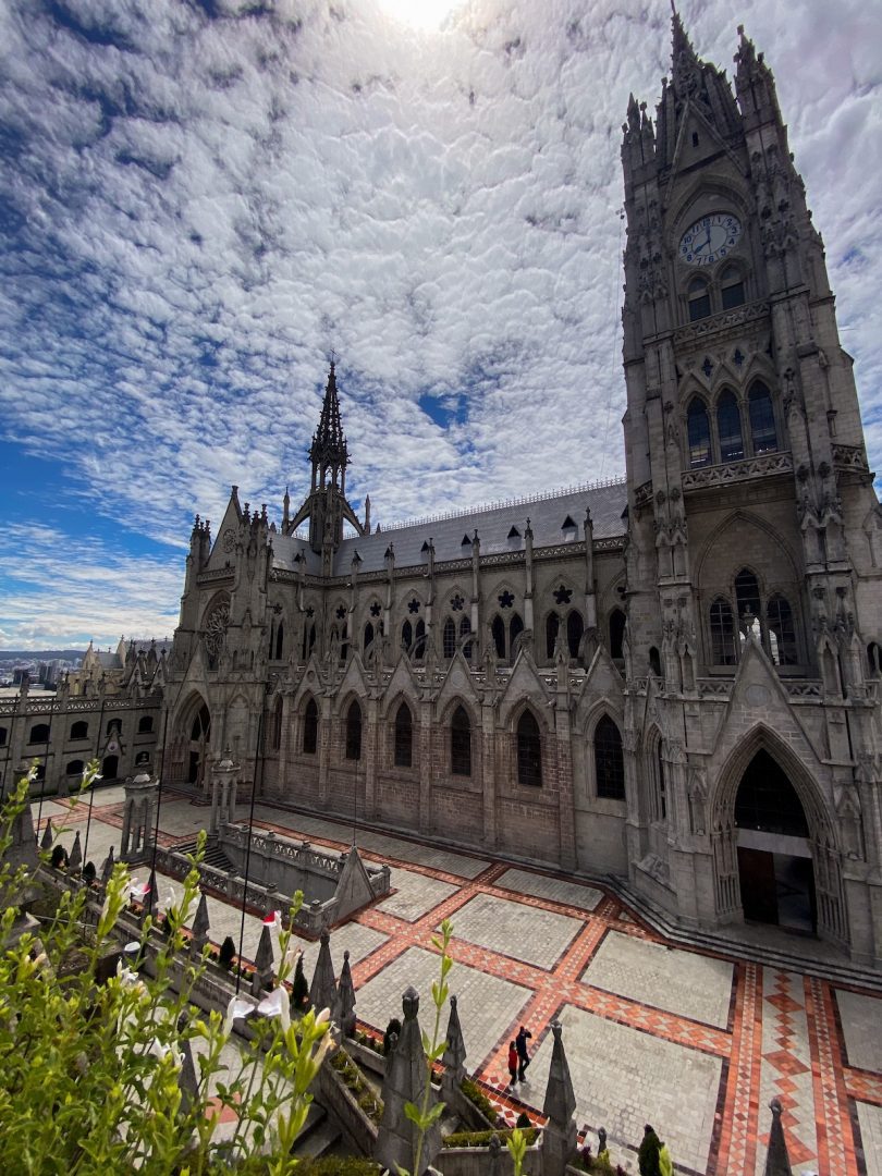 Basilica del Voto Nacional view in Quito, Ecuador