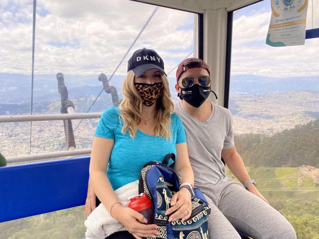 Using gondola to get on the top of TelefériQo Quito