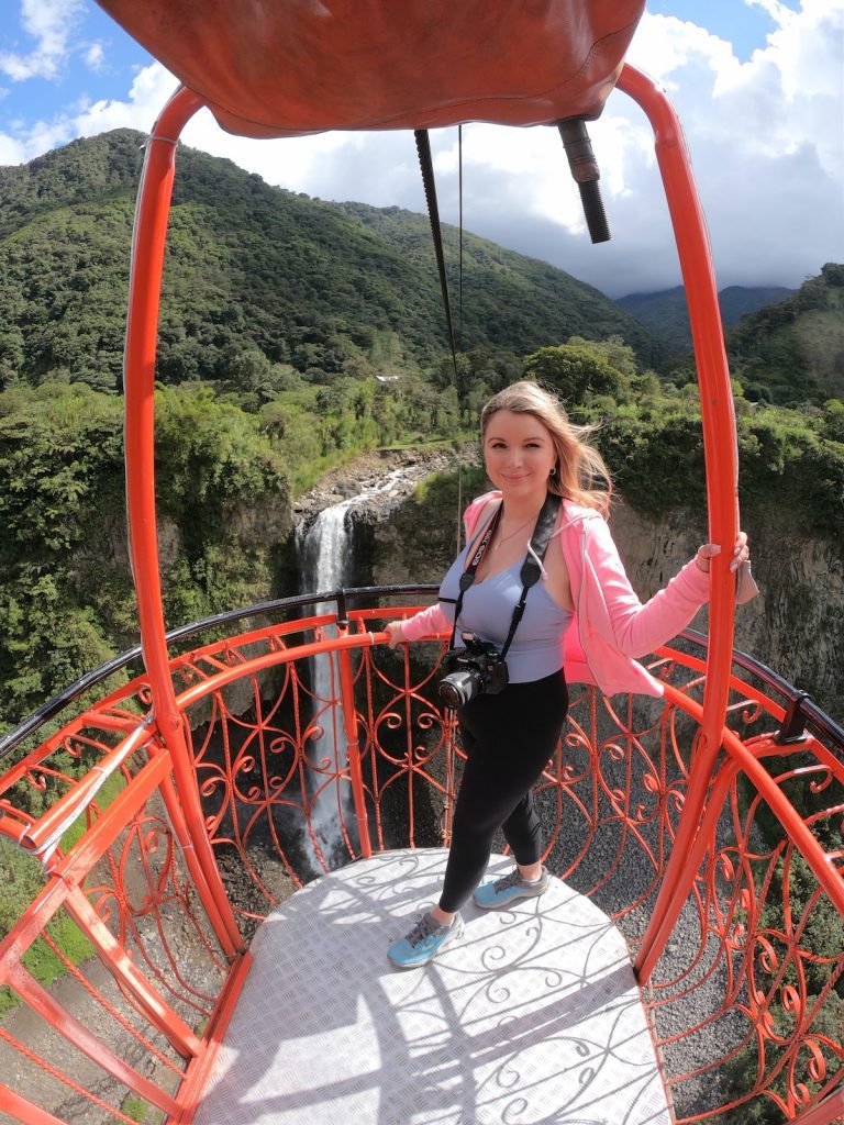 Manta de la Novia waterfall in Banos Ecuador