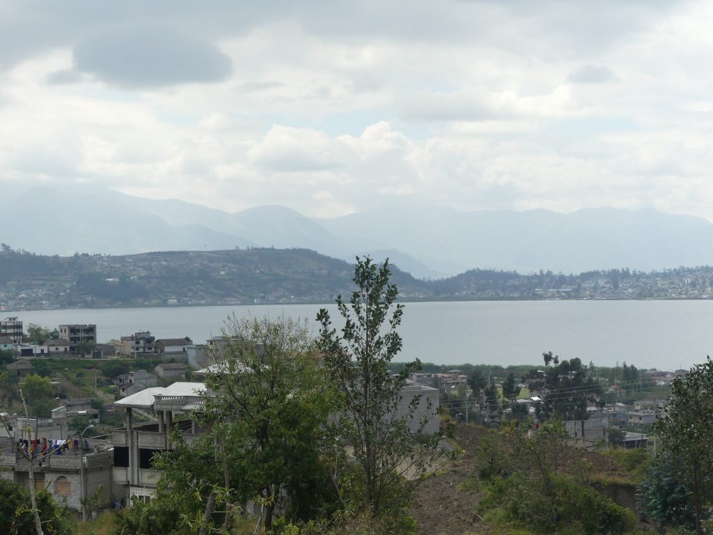 A shot of Lago San Pablo in Otavalo from the trail