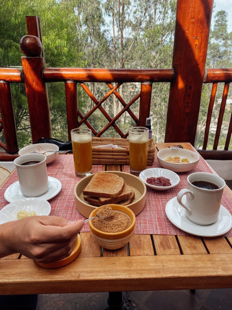 Breakfast in Intiyaya hotel, Otavalo, Ecuador