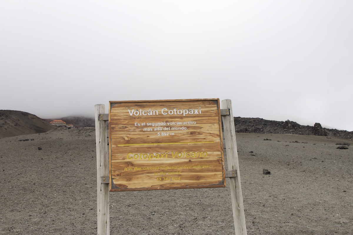 Official sign for Cotopaxi Volcano