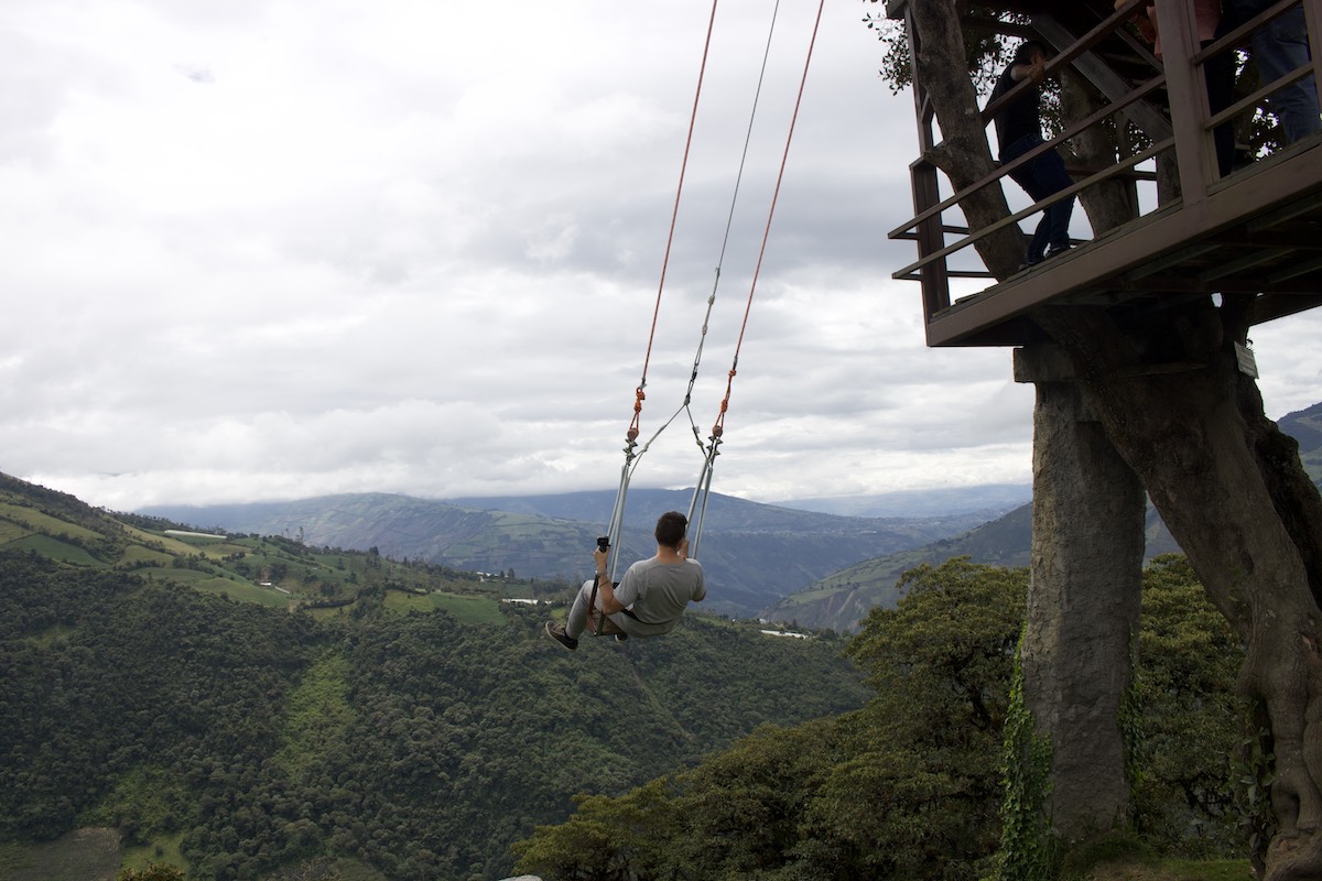 Swing at the End of the World in Banos, Ecuador