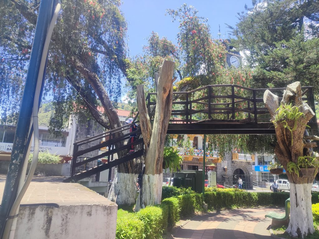Park in the downtown of Banos in Ecuador