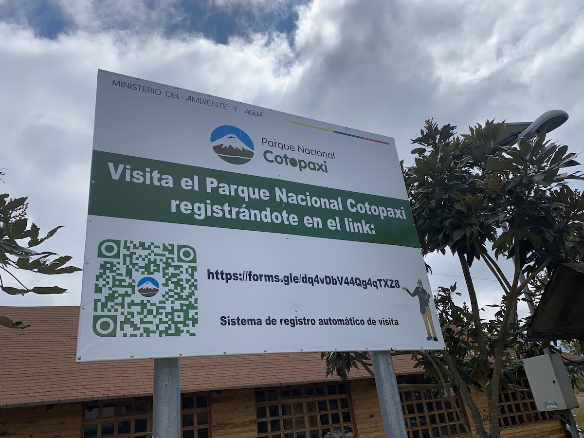 Registration at Cotopoxi national park, Ecuador