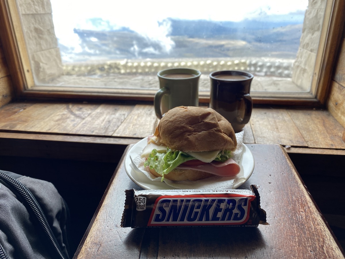 Snacks at the top of Cotopaxi Volcano