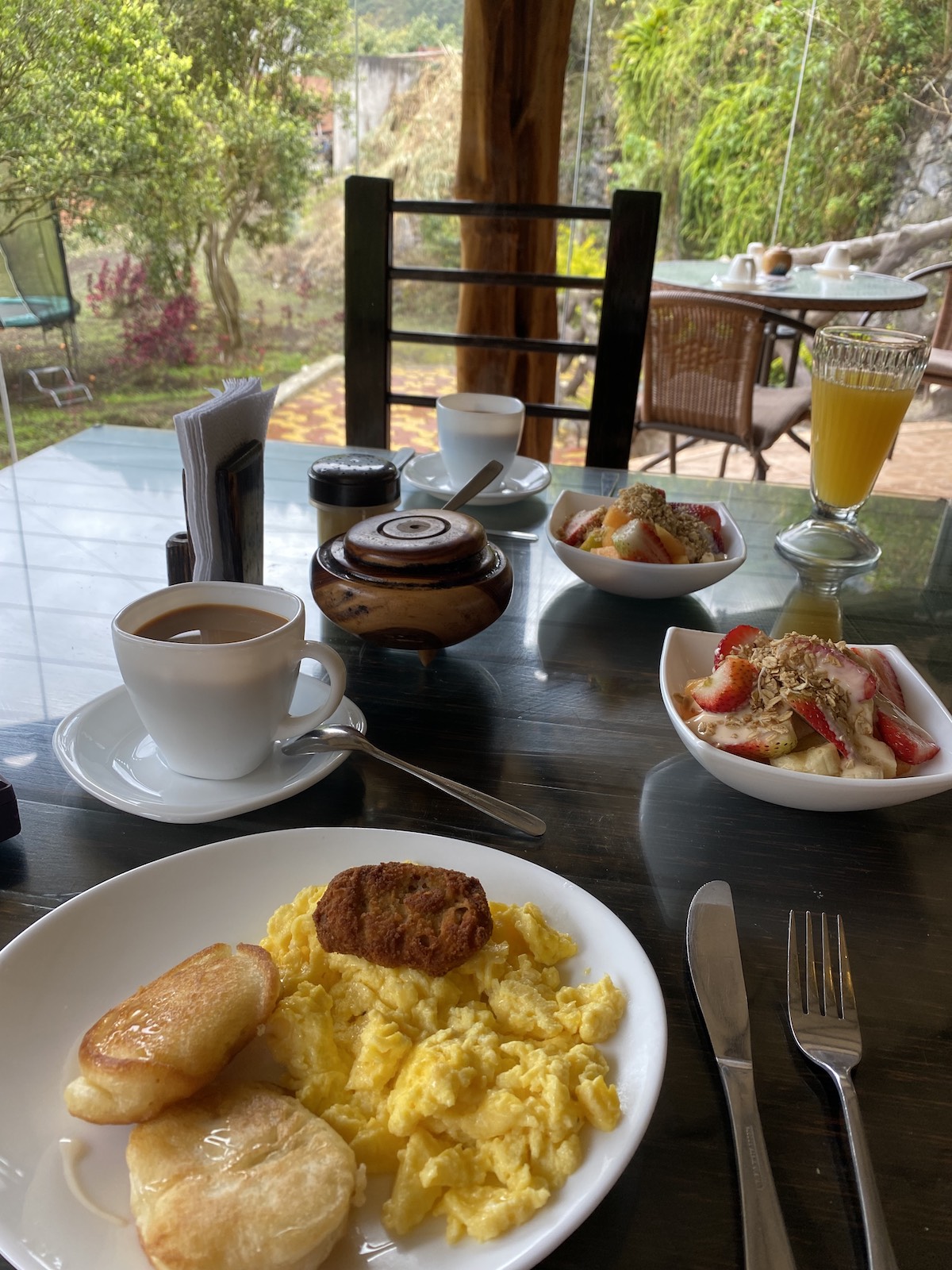 Breakfast at the hotel in Banos Ecuador