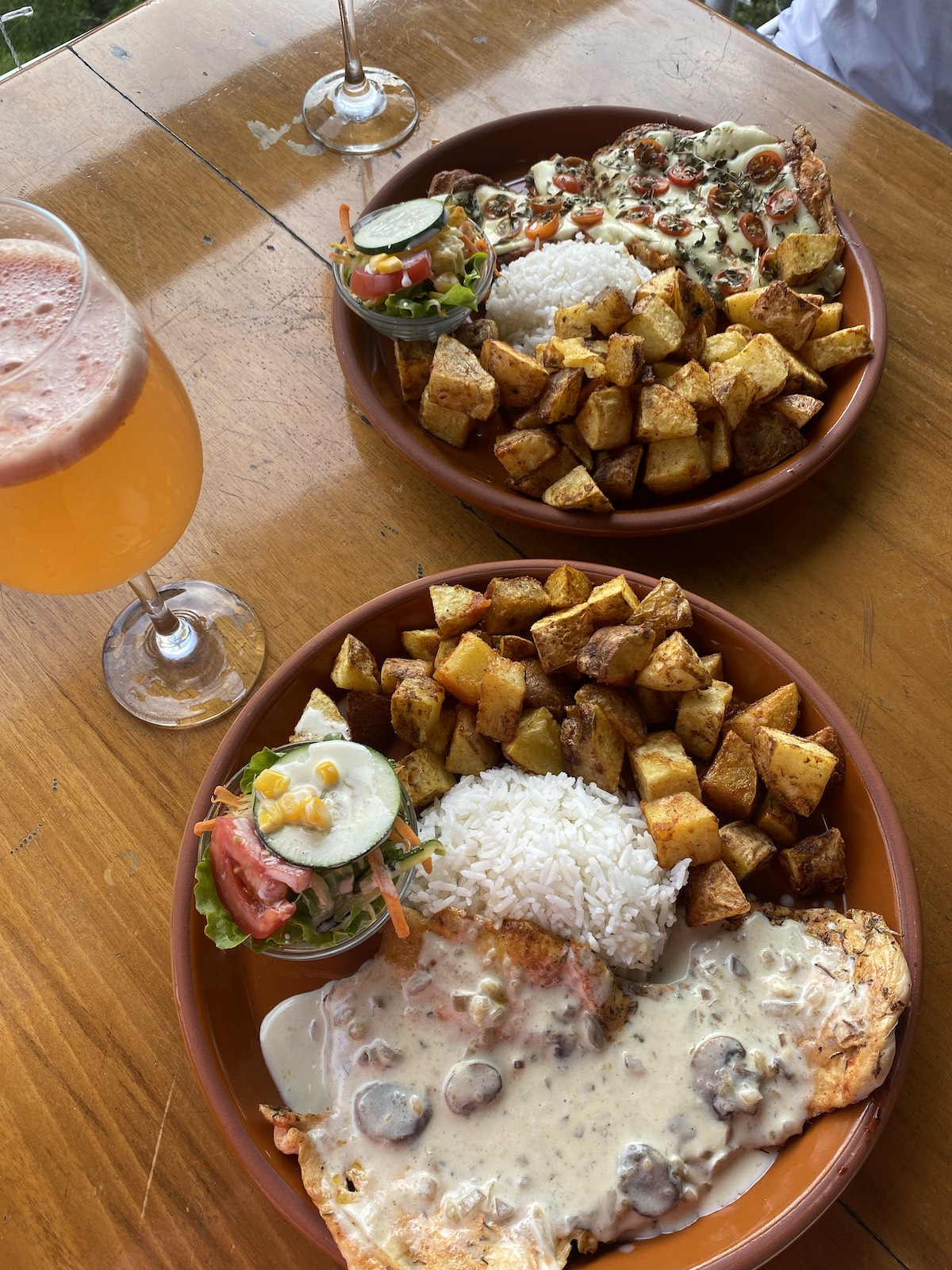 Chicken entries at La Casona restaurant in Puyo, Ecuador