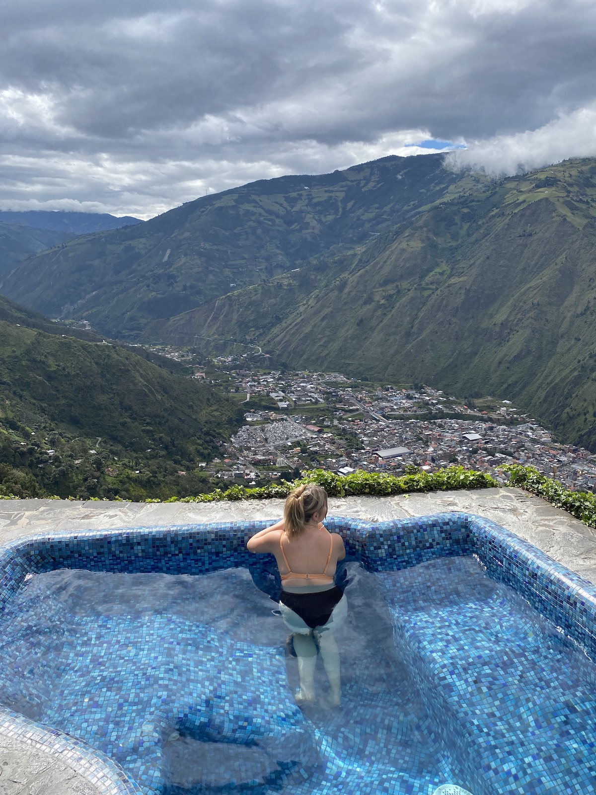 Hot volcanic water jacuzzi on Banos Ecuador