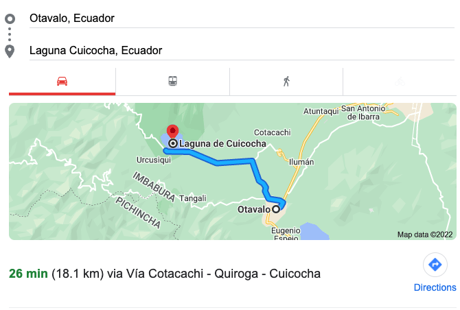 Laguna de Cuicocha route from Otavalo
