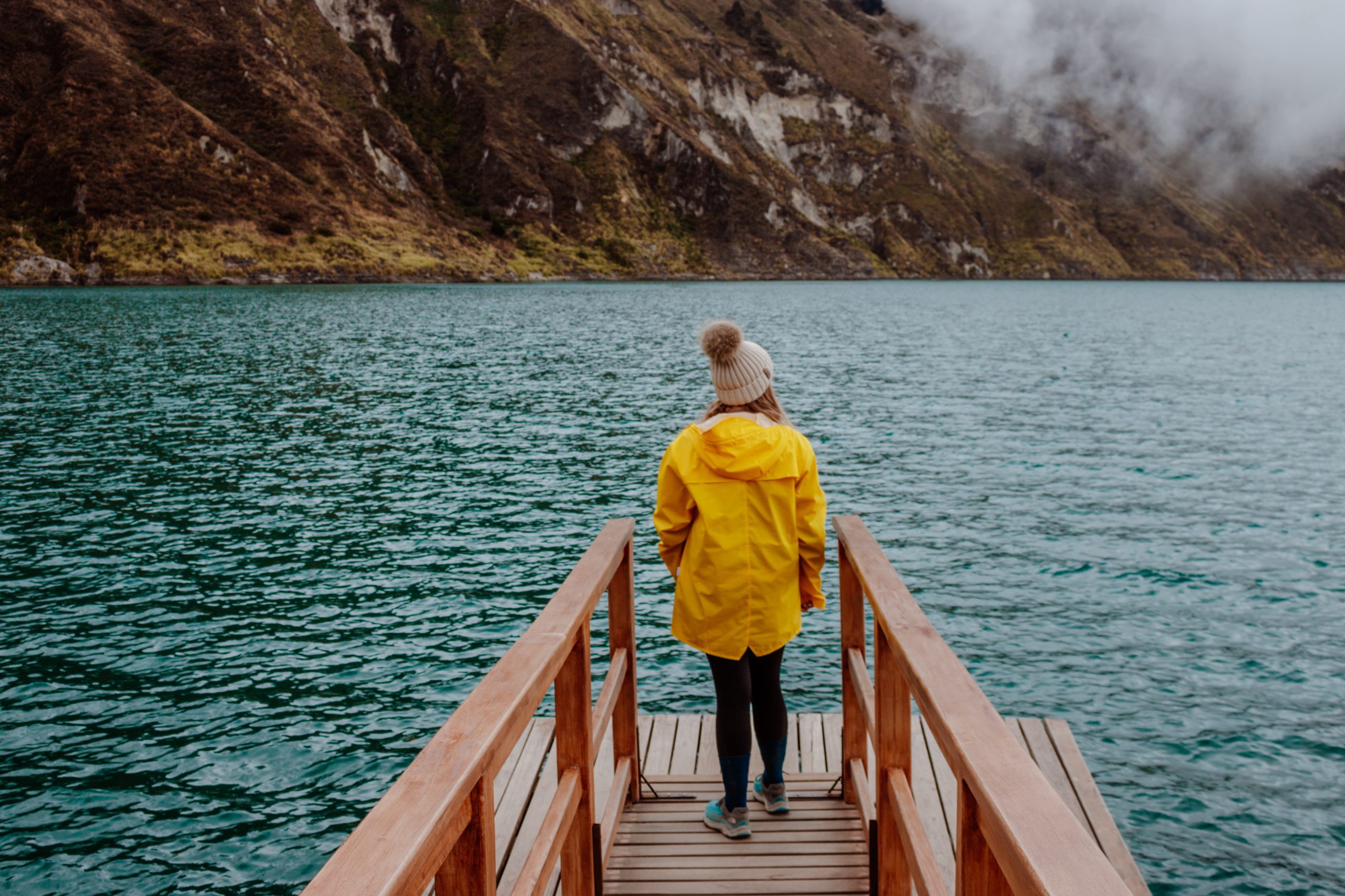 In front of Quilotoa crater lake