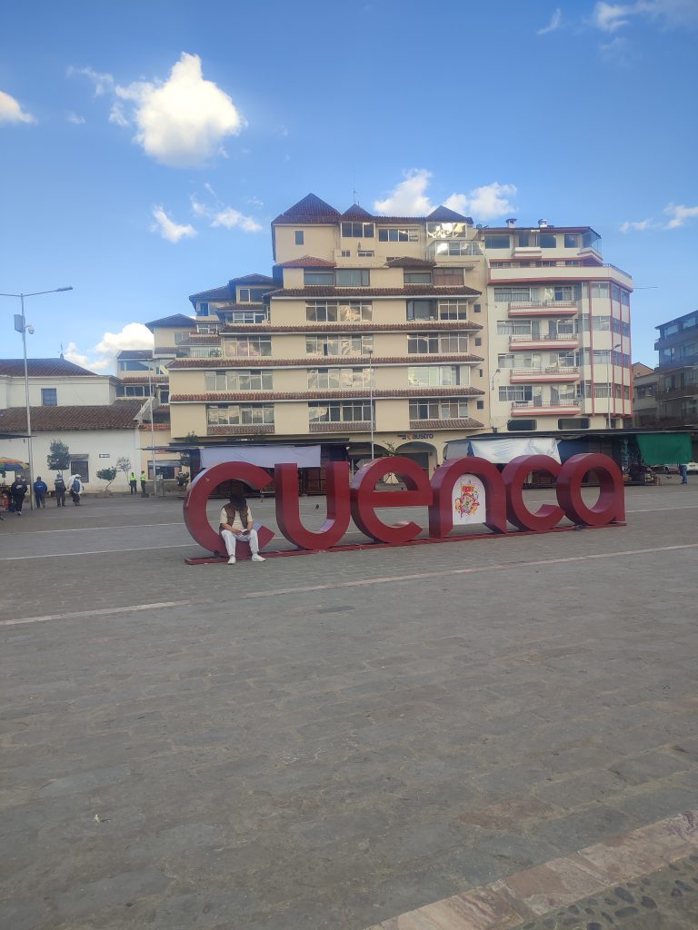 The official sign of city of Cuenca in Ecuador