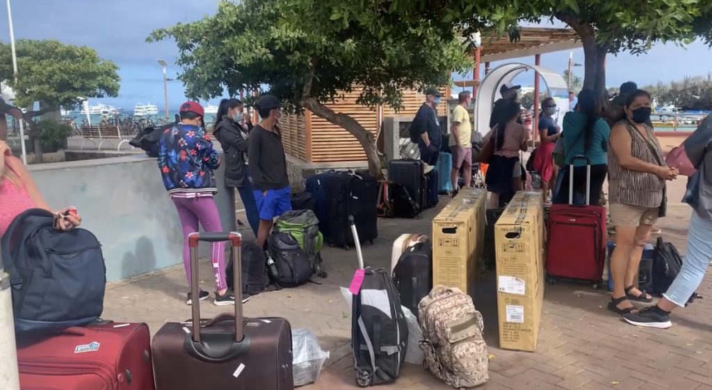 Line at the Galapagos boat station