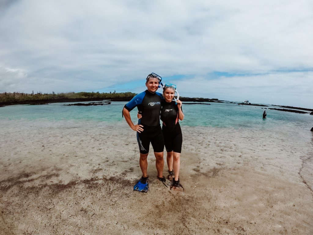 My wife and I snorkelling at Pinzon Island Galapagos