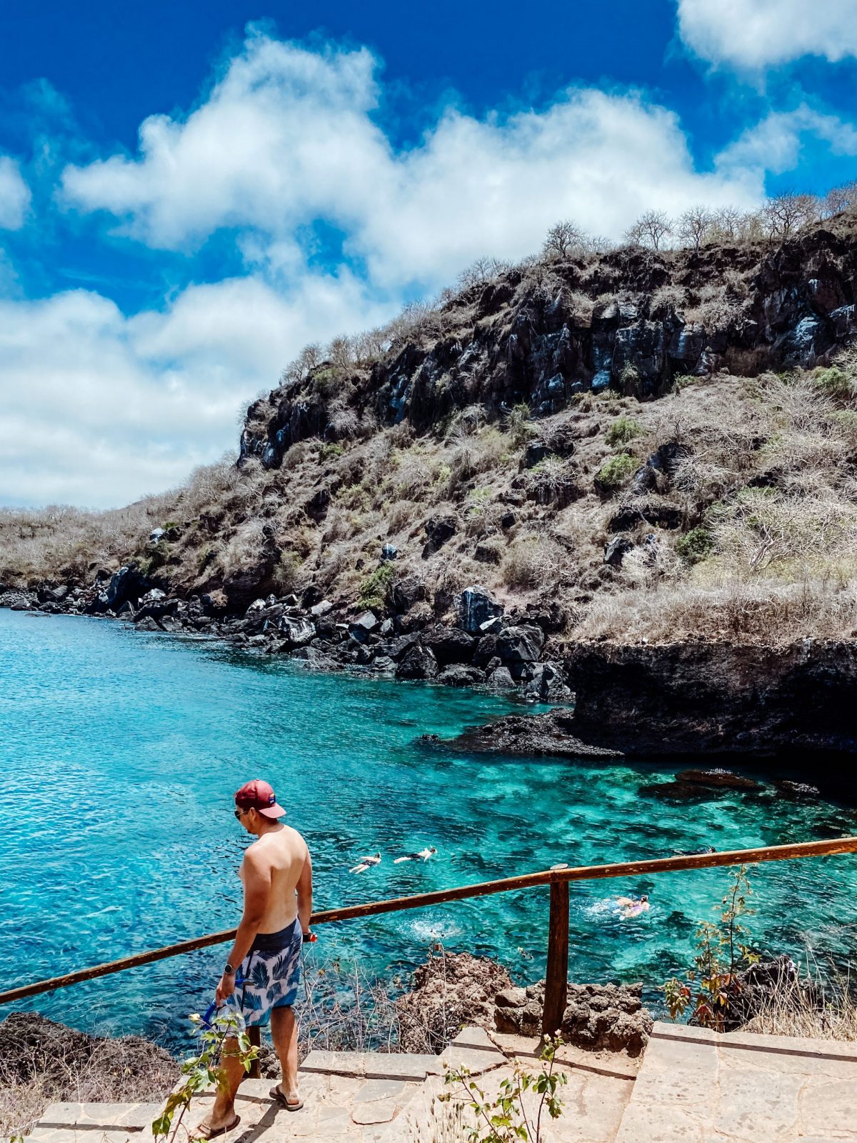 Going snorkelling at Playa Tijeretas beach on San Cristobal Island (Galapagos)