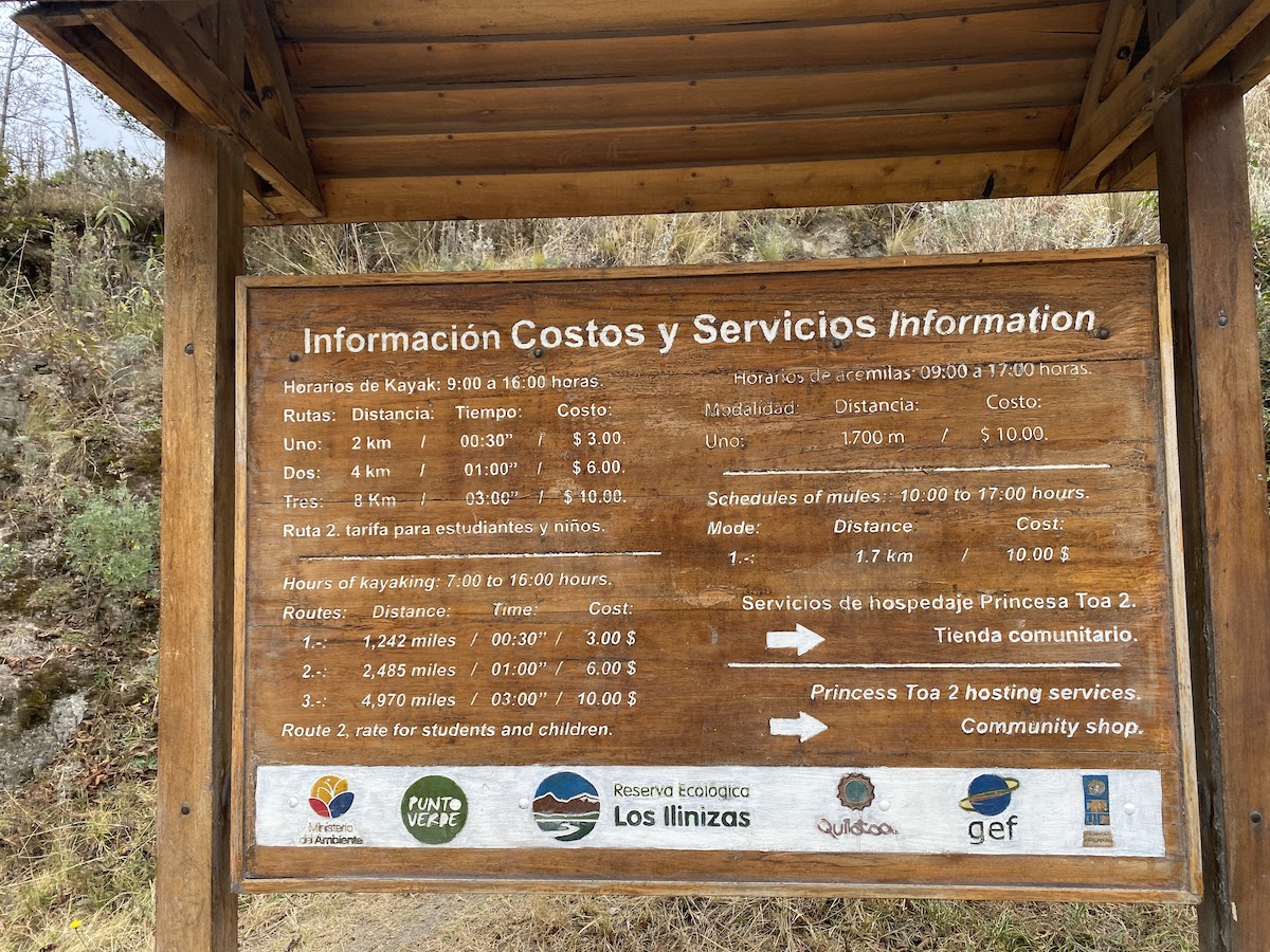 Information stand on Quilotoa lake
