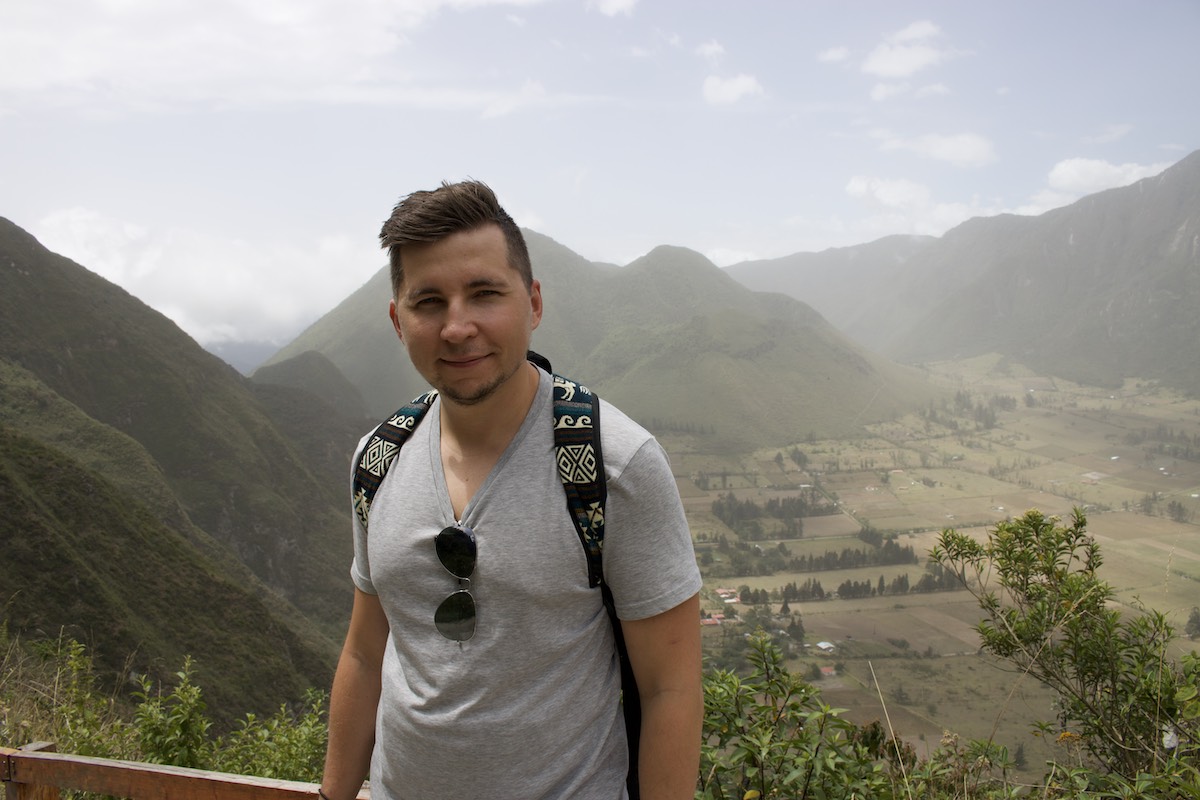 me with the view of Pululahua Geobotanical Reserve