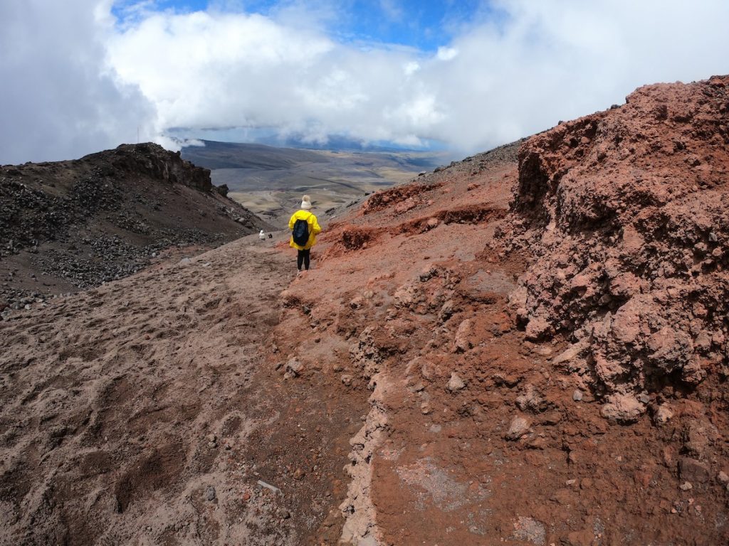 Walking near Cotopaxi volcano peak