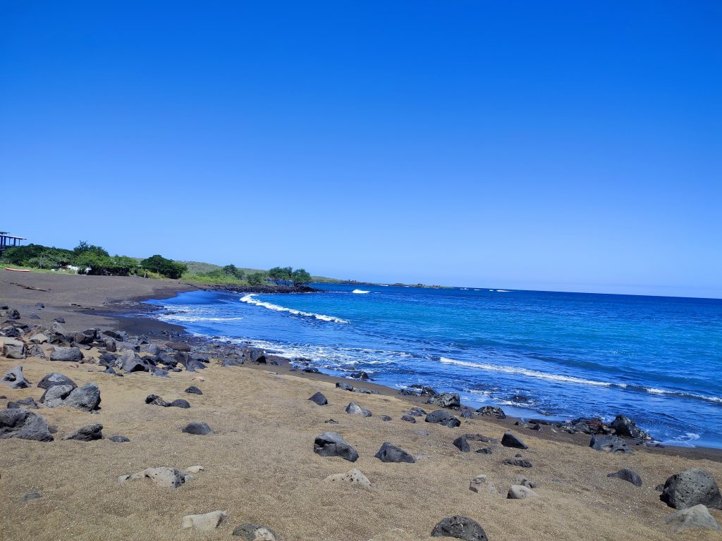 Black beach on Floreana Island