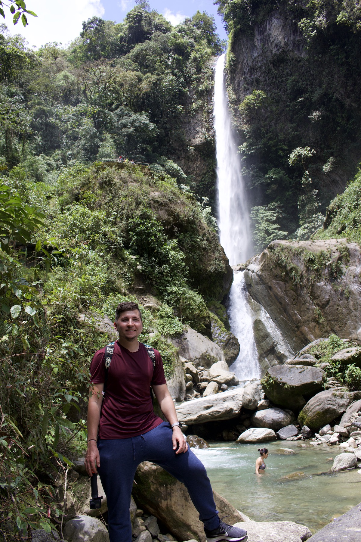 machay waterfall banos swimming