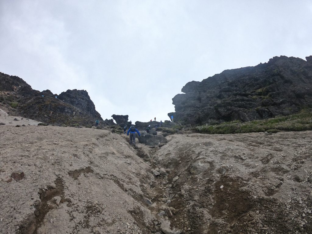 Rough trail at Going up to Rucu Pichincha volcano in Quito