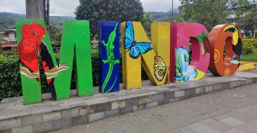 The official sign of Mindo in Ecuador