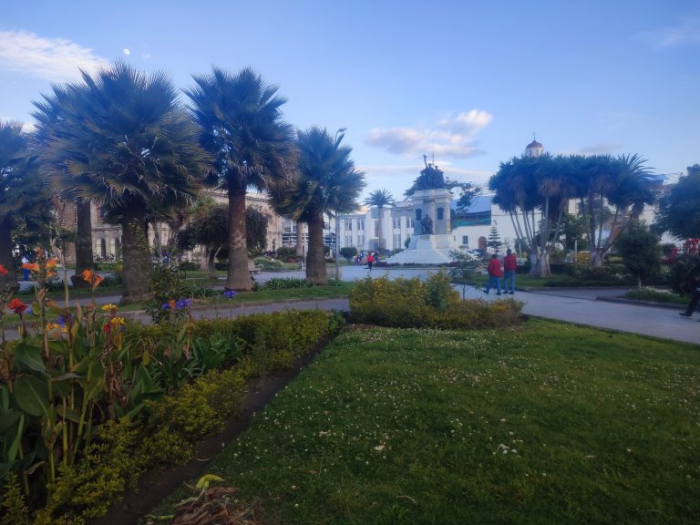 Visiting Latacunga square in Ecuador