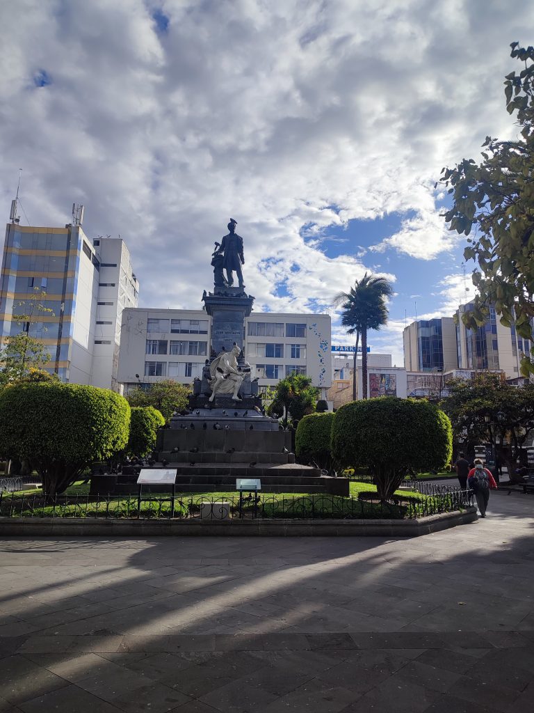 Walking in the park of Ambato in Ecuador