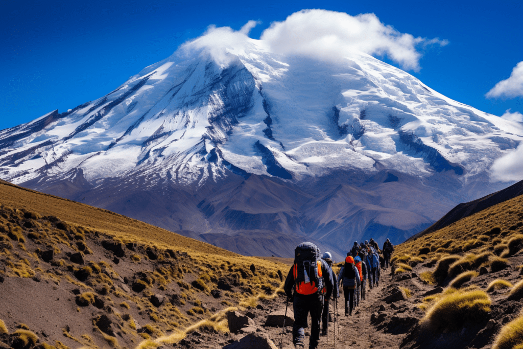 our expedition group s climbing to Chimborazo volcano