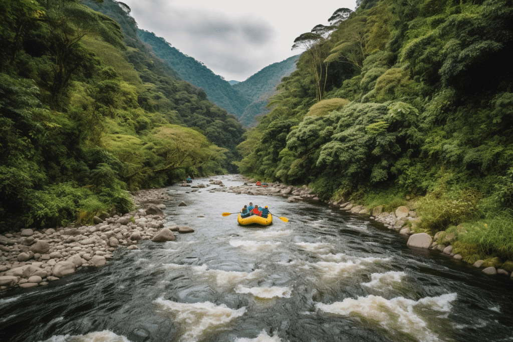 haciendo rafting en Tena