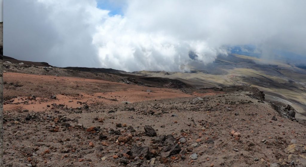 Cotopaxi eruption changes from grey to red