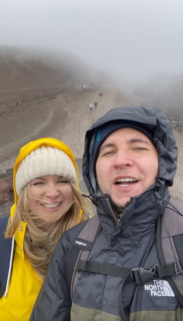 Foggy weather while climbing to Cotopaxi volcano